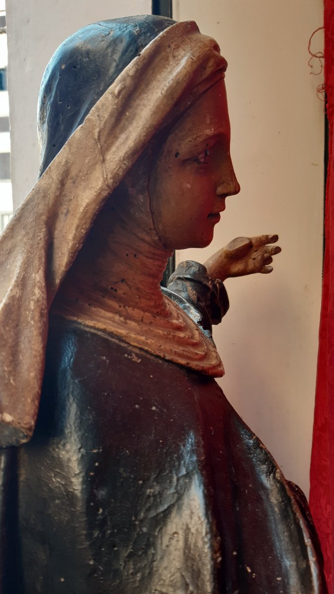 Sculpture En Bois Laque' du XVII Siecle-photo-4