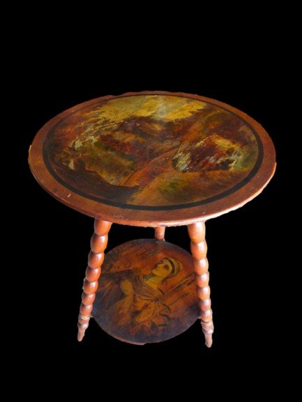 tavolino antico in legno dipinto XIX secolo-photo-2