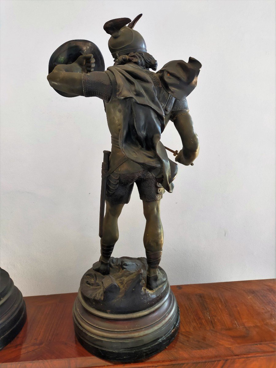 Coppia sculture in metallo -"guerrieri" Detrier-photo-4