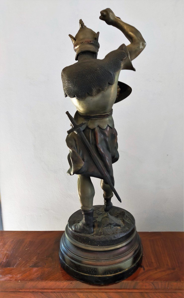 Coppia sculture in metallo -"guerrieri" Detrier-photo-1
