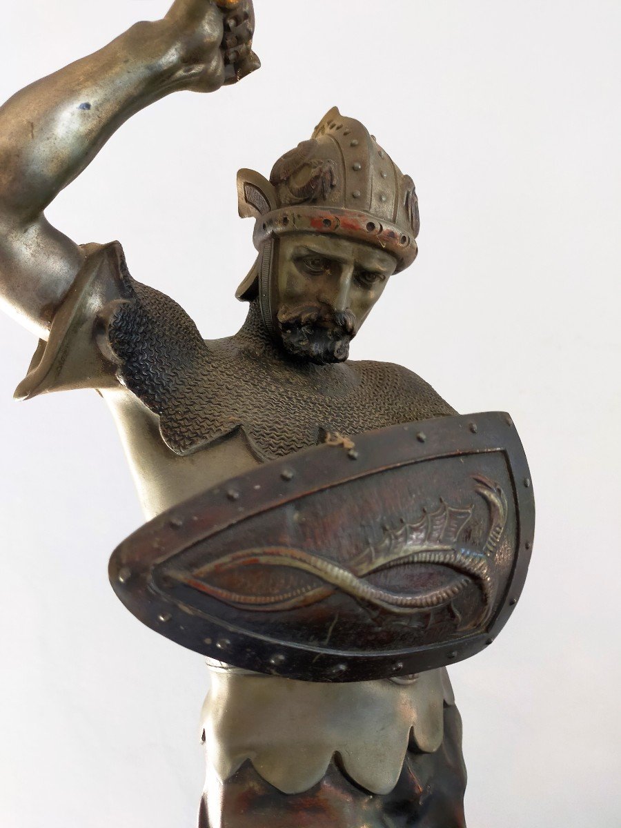 Coppia sculture in metallo -"guerrieri" Detrier-photo-6