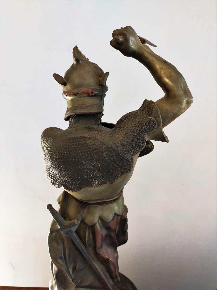 Coppia sculture in metallo -"guerrieri" Detrier-photo-8