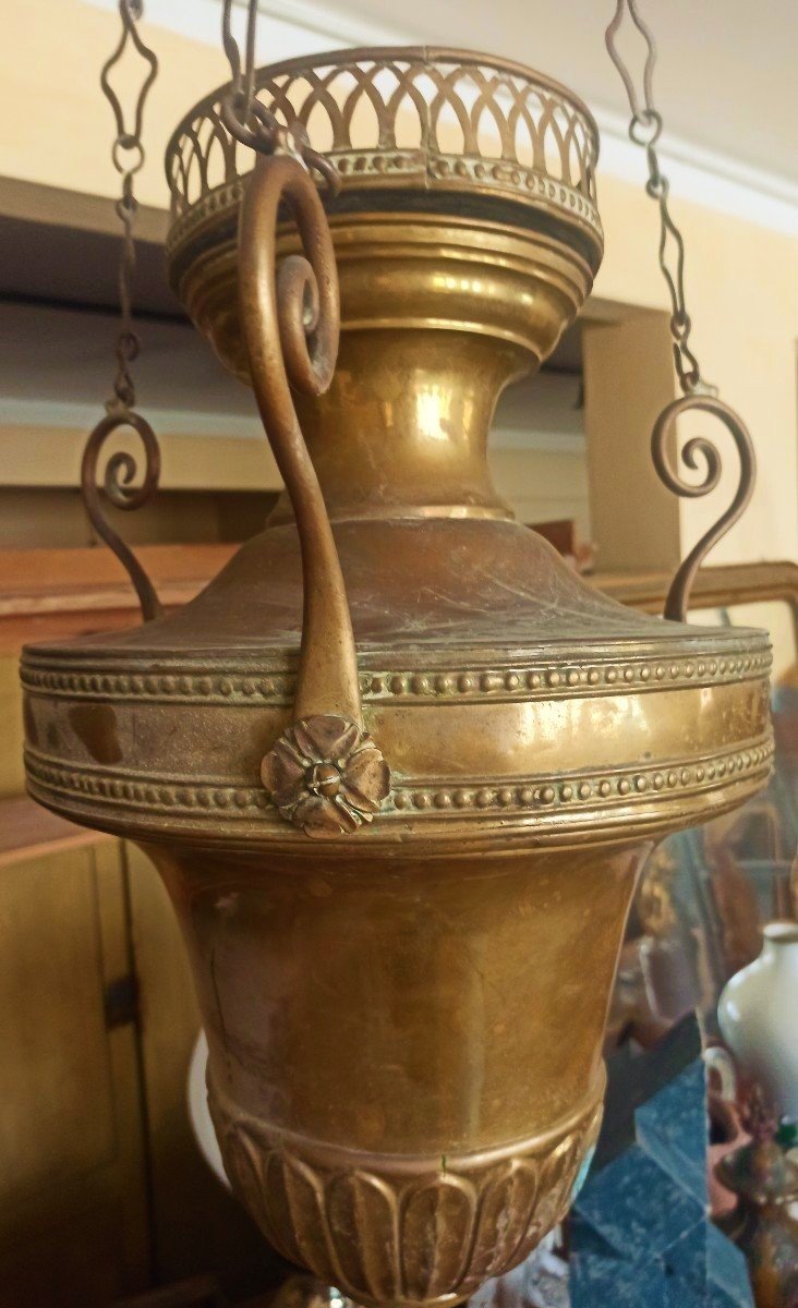 Coppia di lampade  votive  in ottone e bronzo Luigi XVI-photo-3