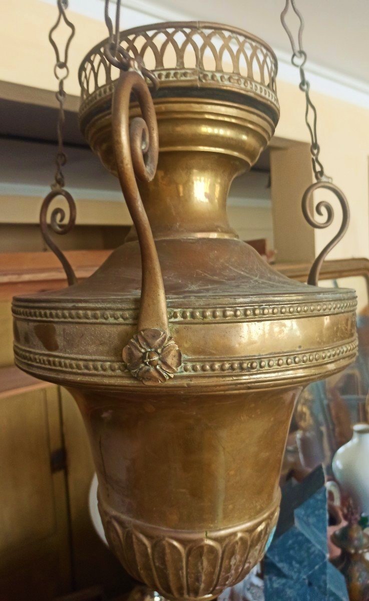 Coppia di lampade  votive  in ottone e bronzo Luigi XVI-photo-1