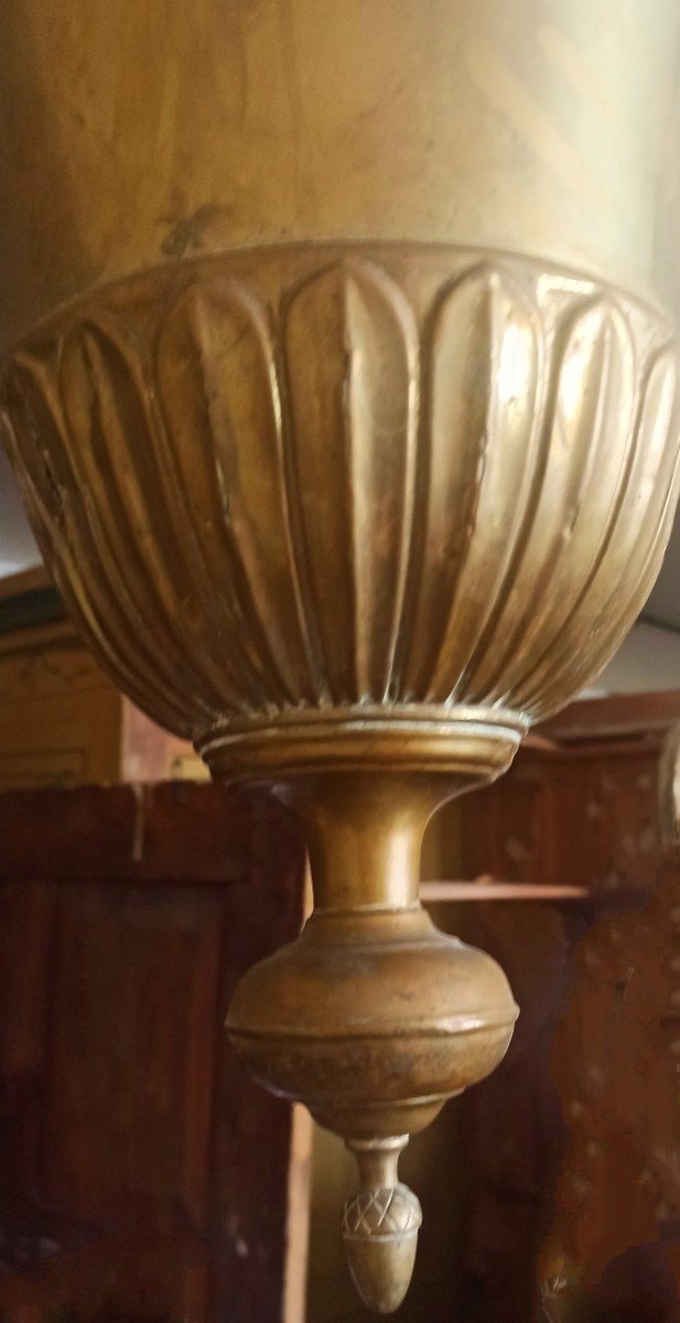 Coppia di lampade  votive  in ottone e bronzo Luigi XVI-photo-3