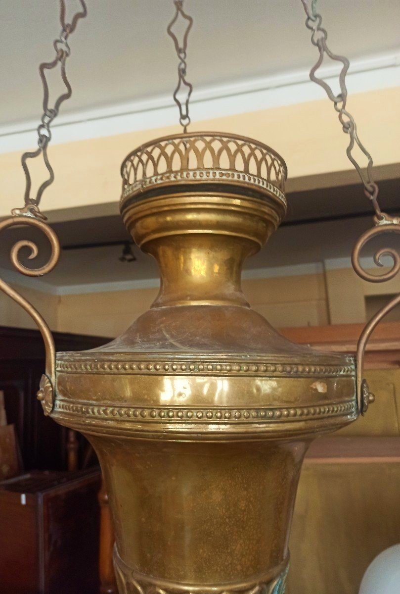 Coppia di lampade  votive  in ottone e bronzo Luigi XVI-photo-5