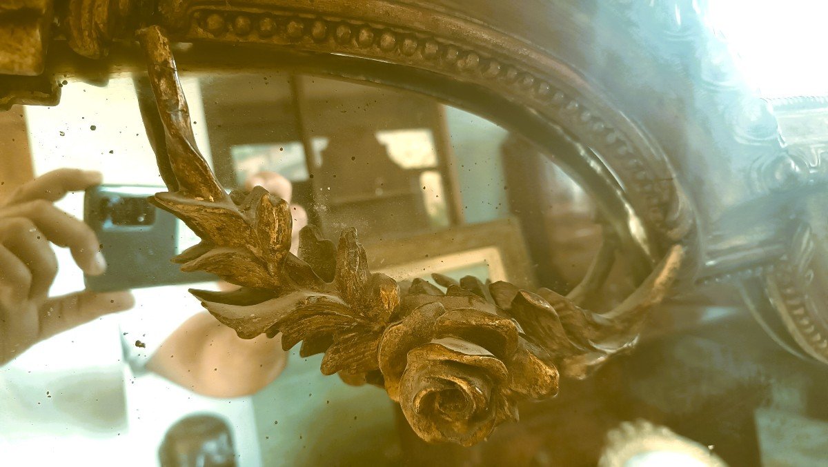 Grande specchiera in legno dorato XIX secolo-photo-4