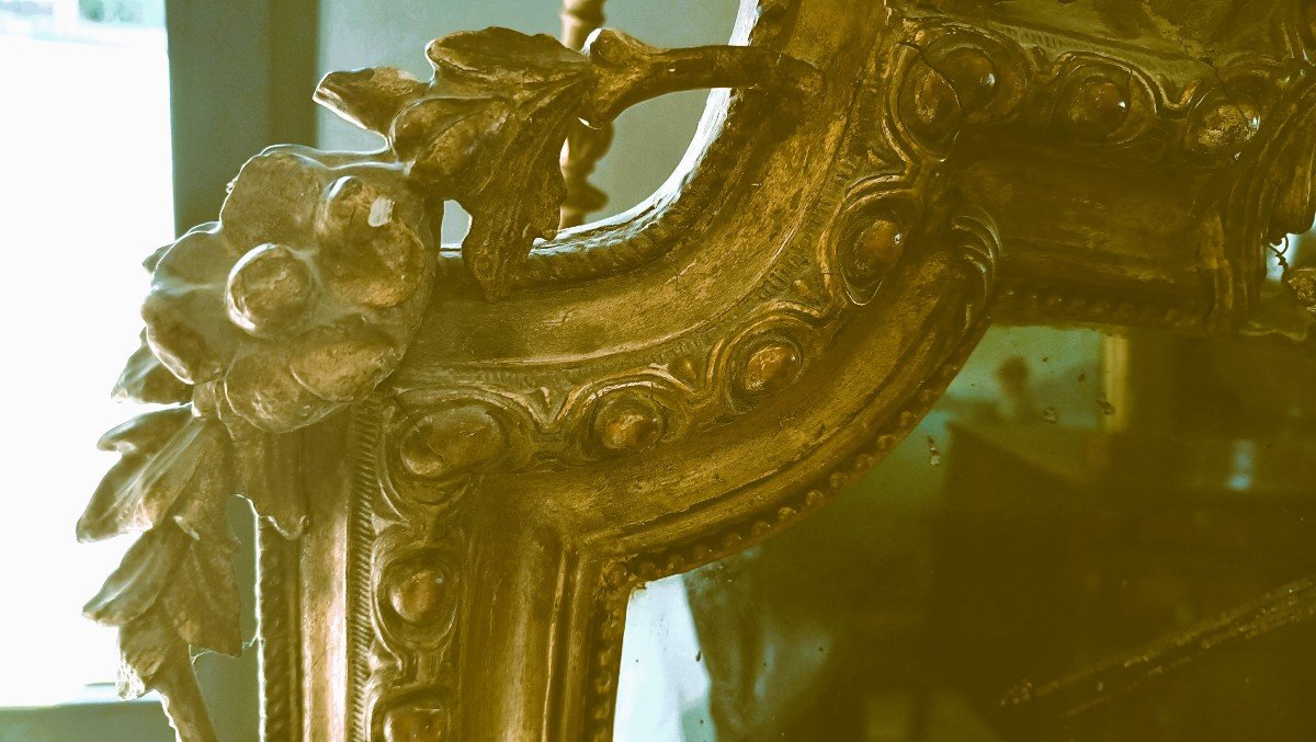 Grande specchiera in legno dorato XIX secolo-photo-2