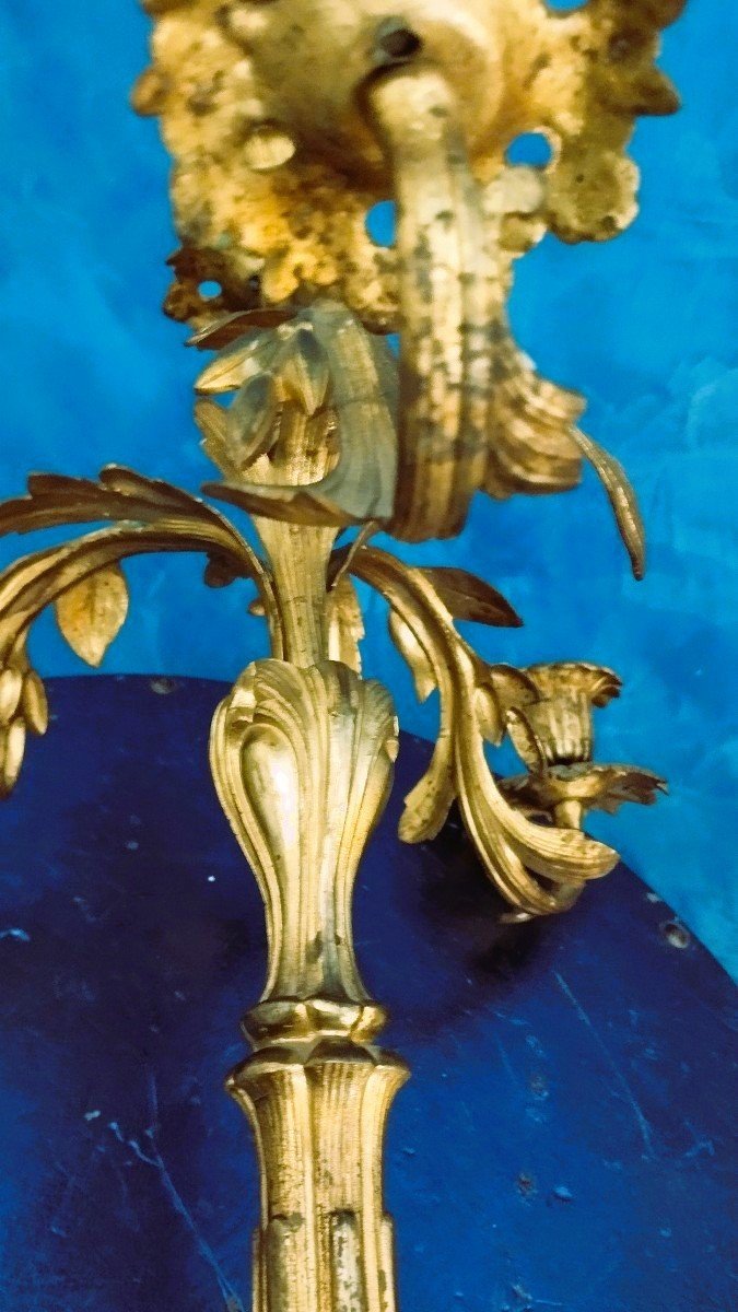 Grande candeliere bronzo dorato XIX secolo-photo-1
