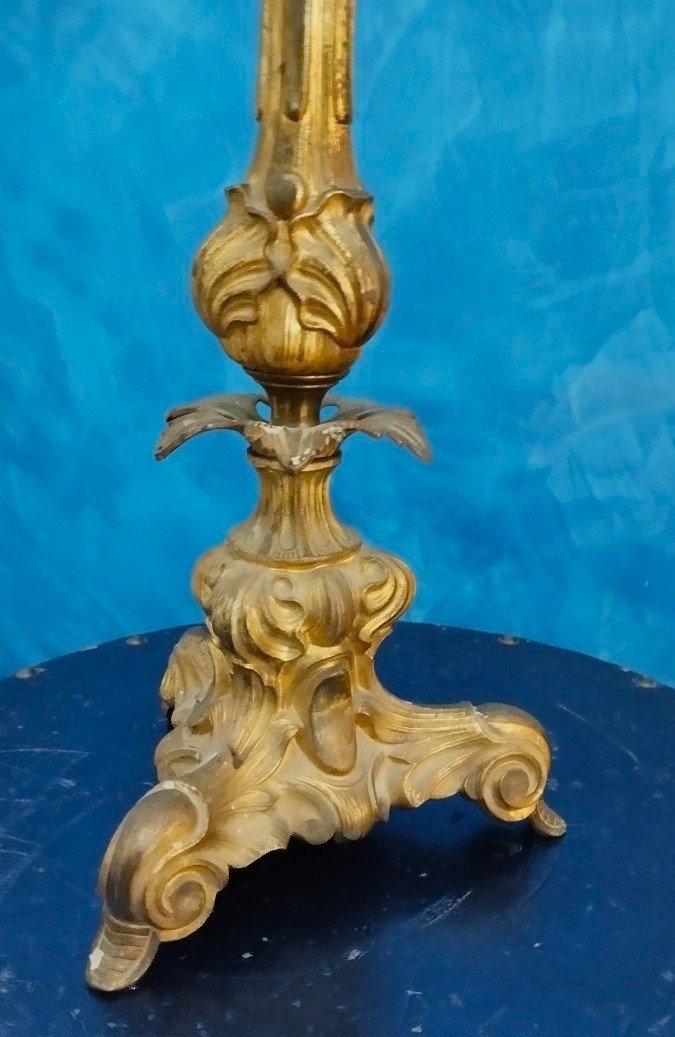 Grande candeliere bronzo dorato XIX secolo-photo-5