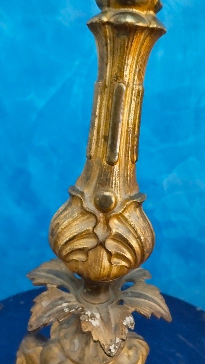 Grande candeliere bronzo dorato XIX secolo-photo-4