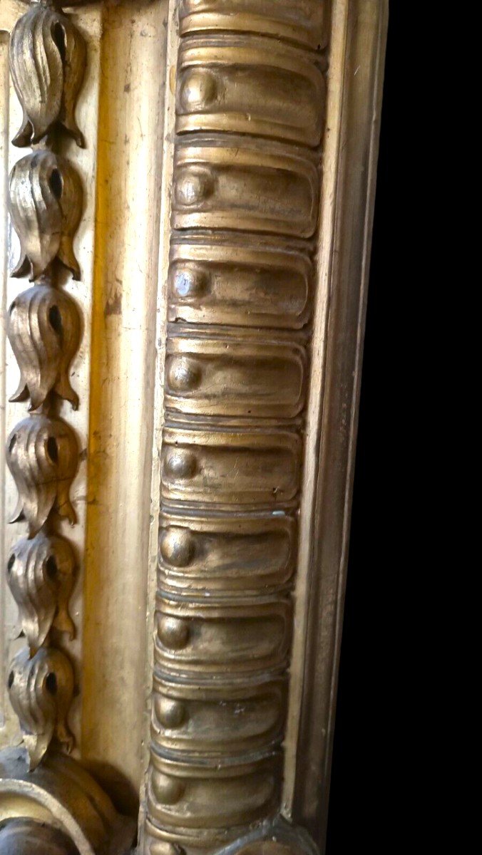 Grande cornice in legno dorato intagliato XIX secolo-photo-4