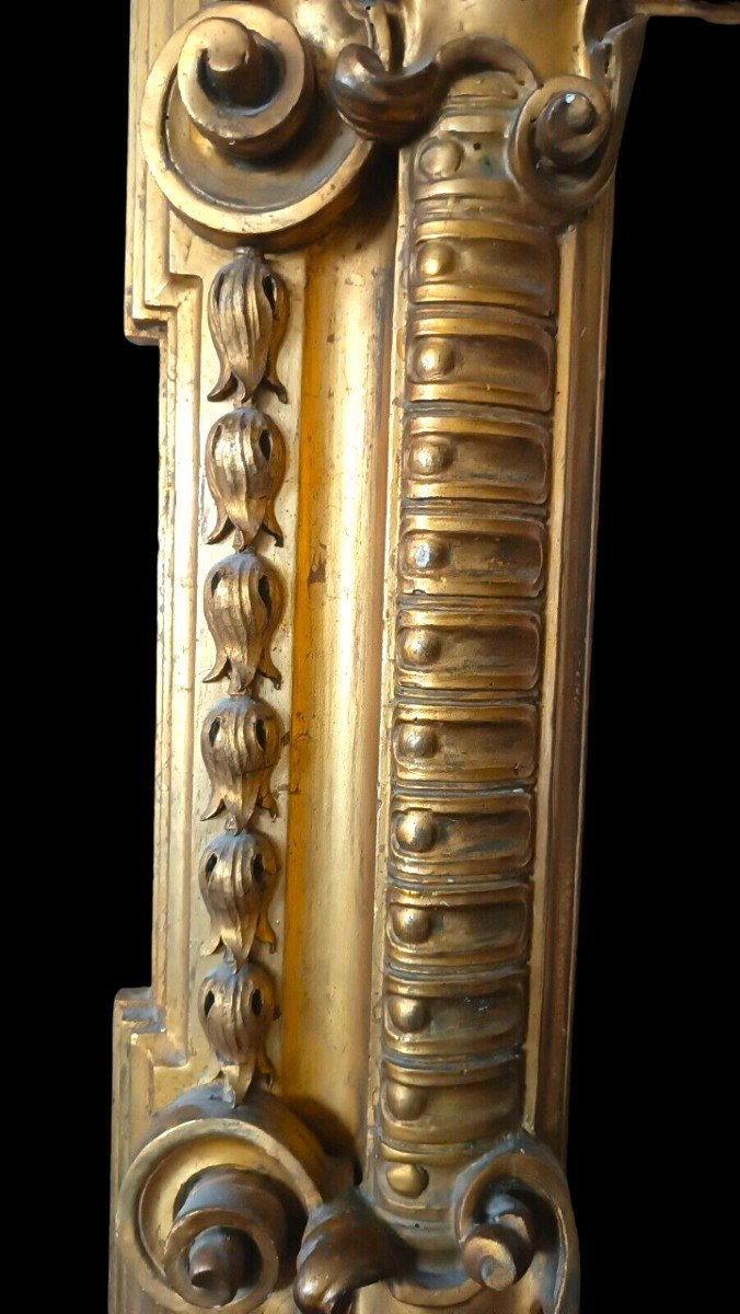Grande cornice in legno dorato intagliato XIX secolo-photo-2