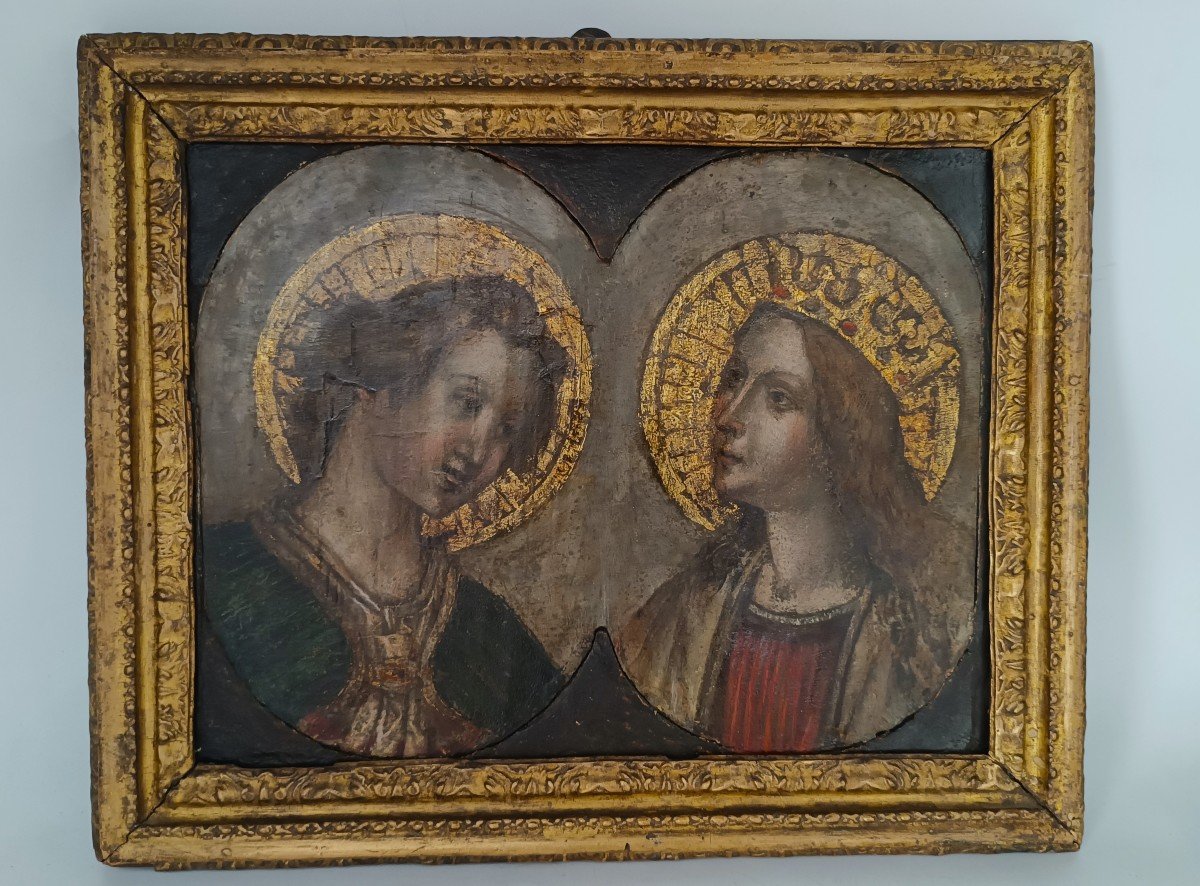 Dipinto su tavola Fine XVI Secolo-madonna e angelo annunciante-photo-1