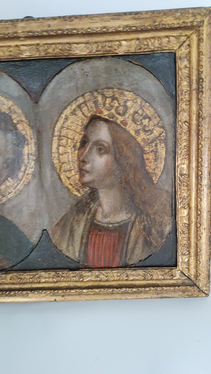 Dipinto su tavola Fine XVI Secolo-madonna e angelo annunciante-photo-3