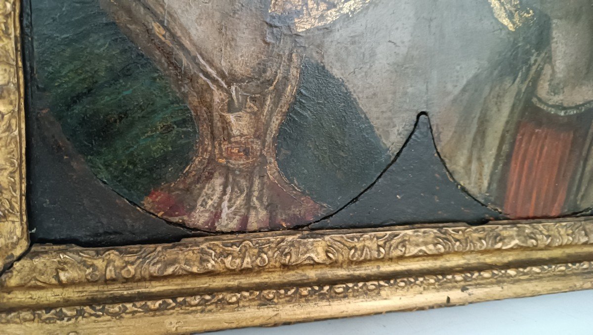 Dipinto su tavola Fine XVI Secolo-madonna e angelo annunciante-photo-5