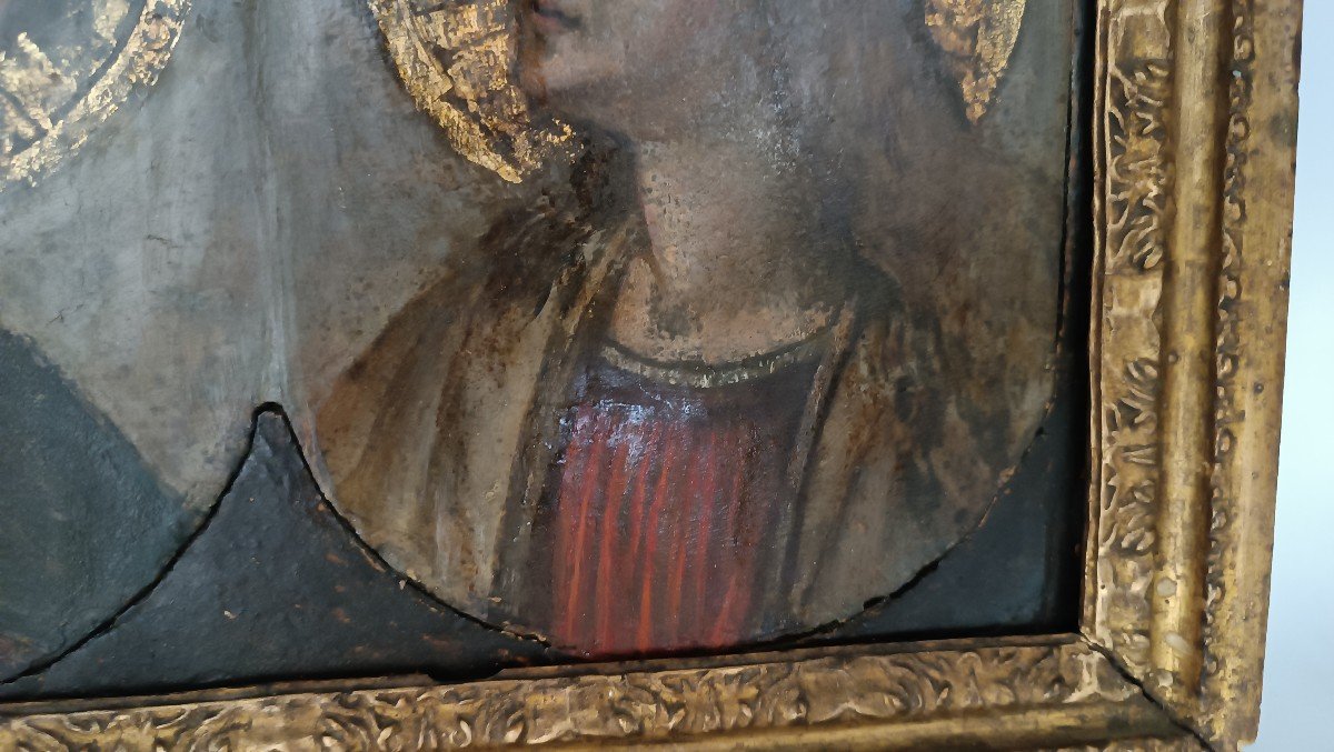 Dipinto su tavola Fine XVI Secolo-madonna e angelo annunciante-photo-8