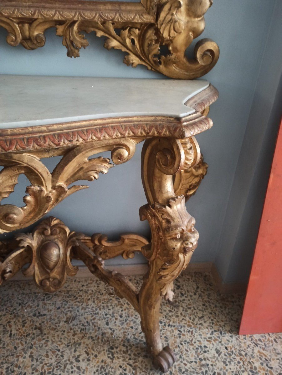 Consolle con specchiera legno dorato XIX secolo Toscana-photo-6