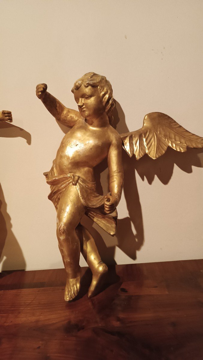 Coppia di angeli dorati XVIII secolo Italia-photo-2