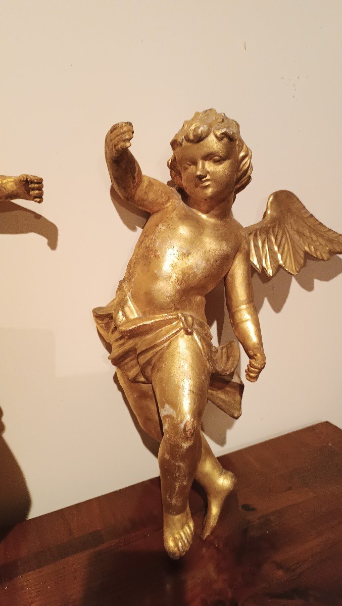 Coppia di angeli dorati XVIII secolo Italia-photo-4