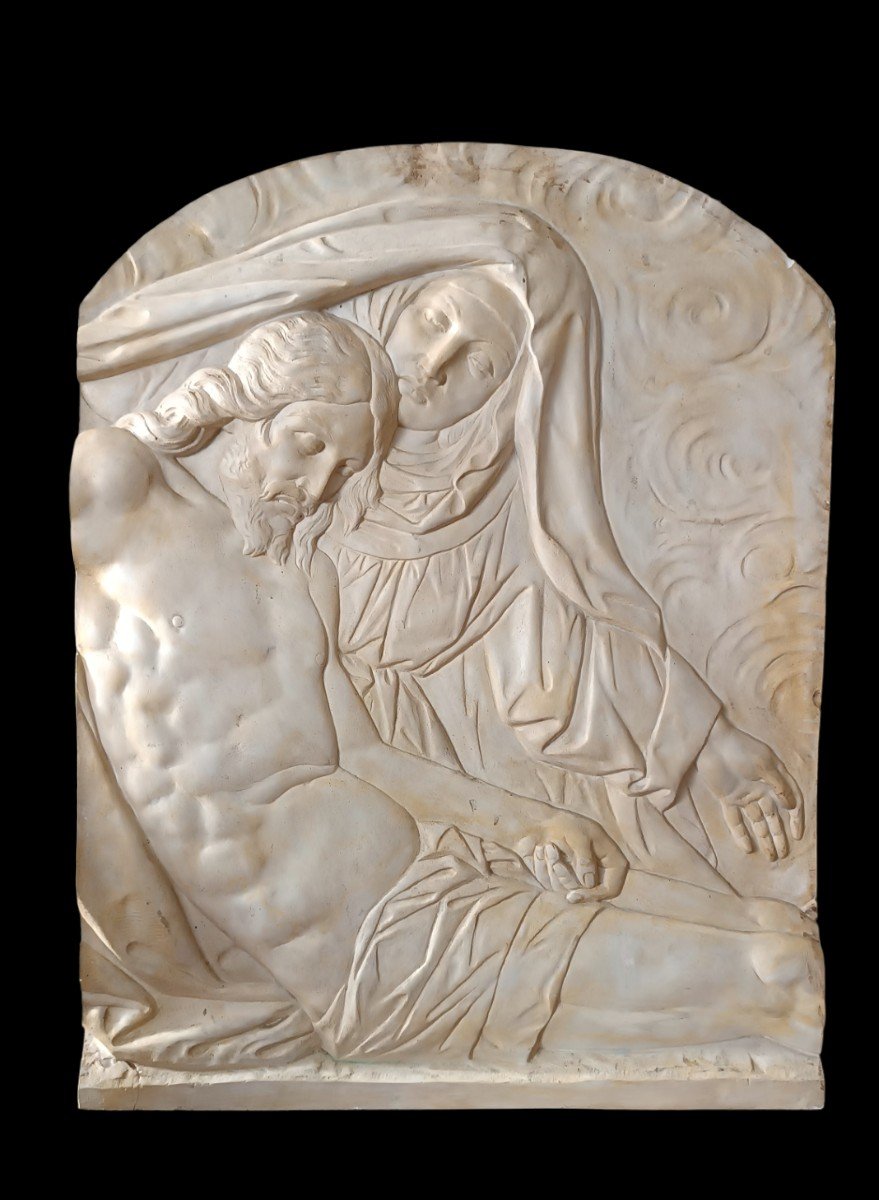 Grande formella targa in stucco bassorilievo Madonna con Cristo