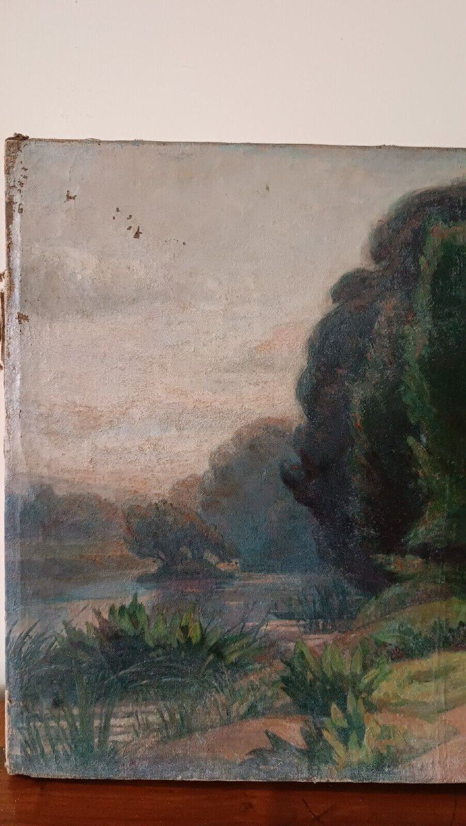 Dipinto olio su tela impressionista Francia XIX secolo-photo-2