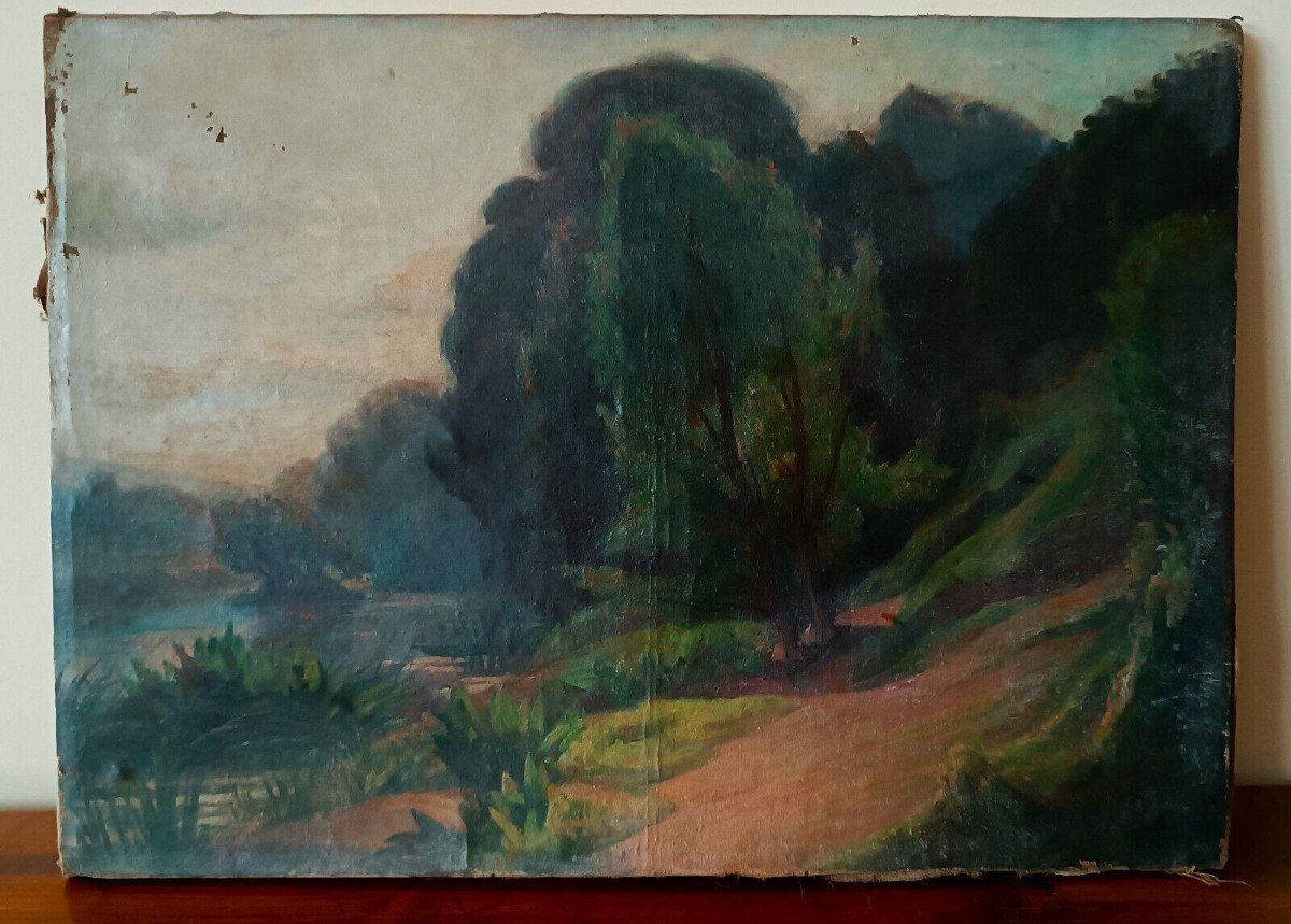 Dipinto olio su tela impressionista Francia XIX secolo-photo-4