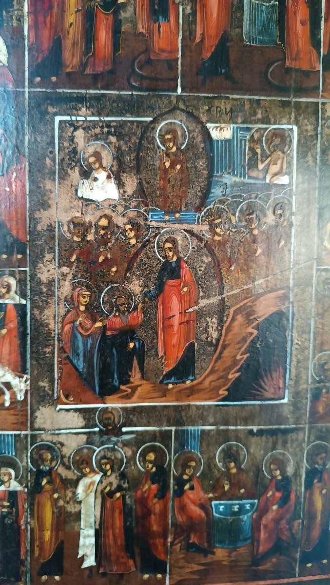 Antica icona russa inizi xix secolo-le 12 feste-photo-4
