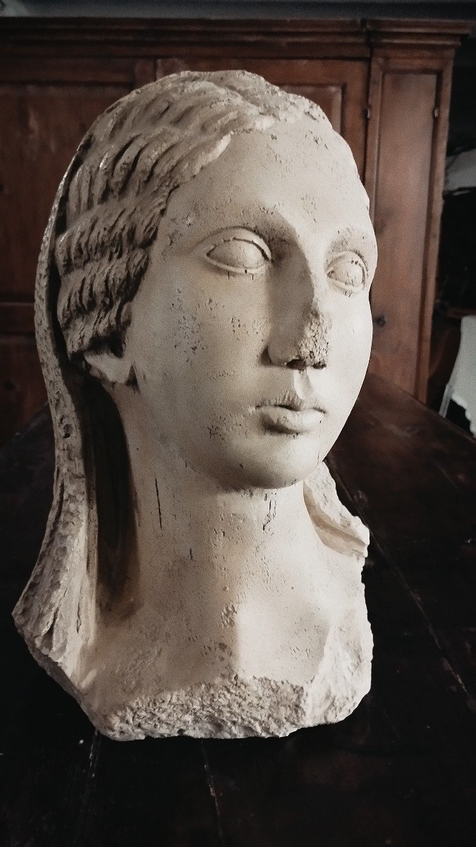 Scultura volto antico donna greca primi 900-photo-2