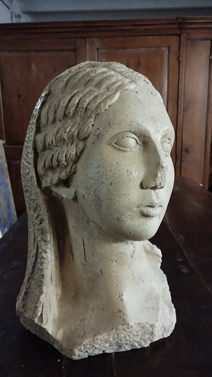 Scultura volto antico donna greca primi 900-photo-3