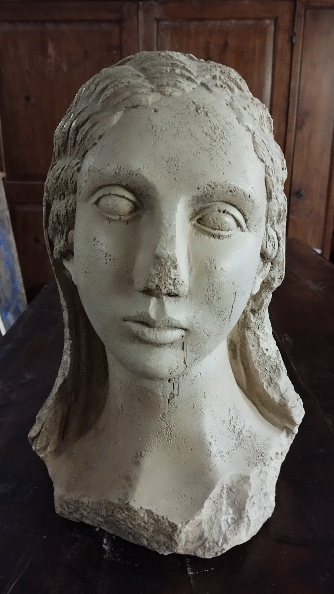 Scultura volto antico donna greca primi 900-photo-4