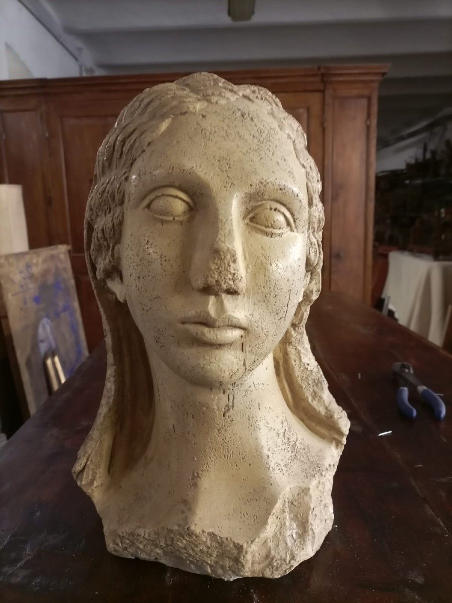 Scultura volto antico donna greca primi 900-photo-4