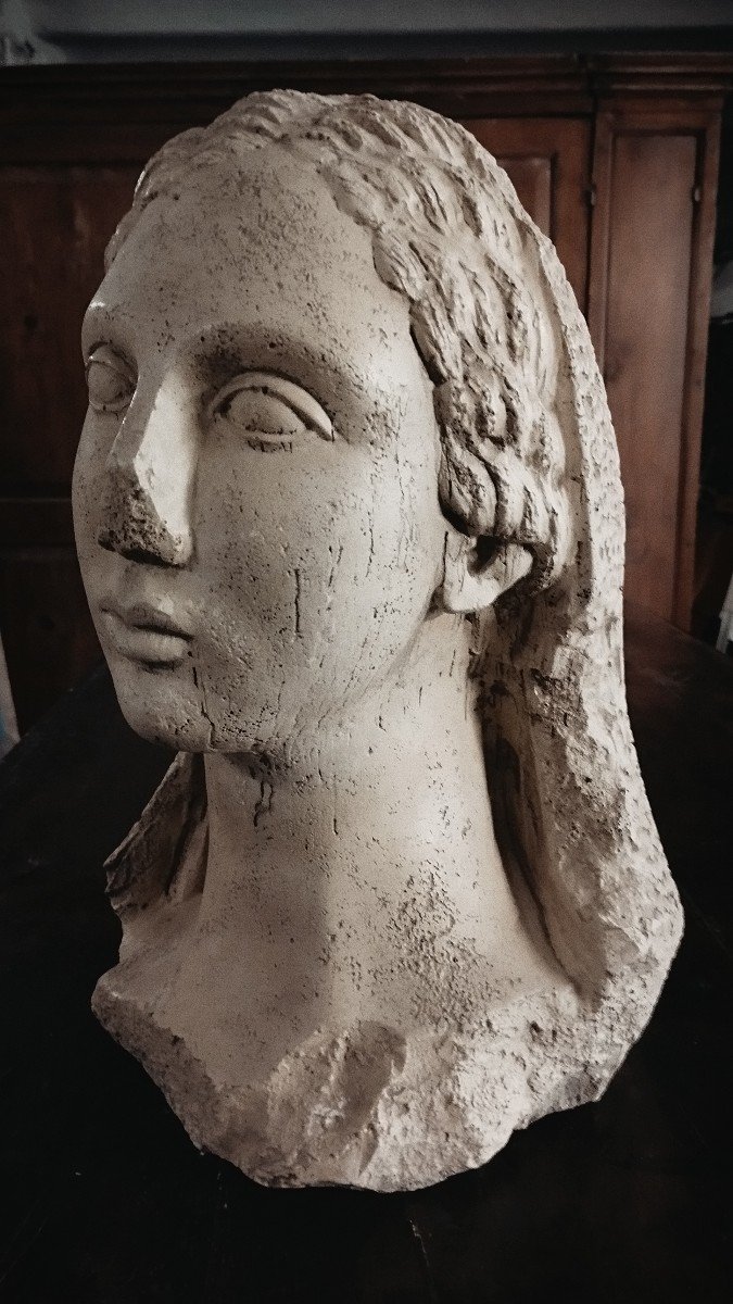 Scultura volto antico donna greca primi 900
