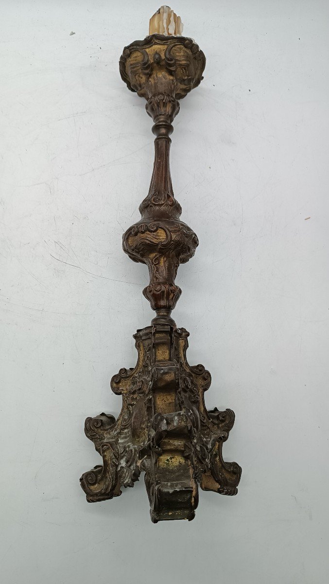 Antico candeliere Luigi XIV barocco 