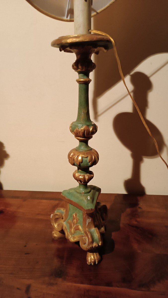 Antico candeliere in legno Barocco-photo-6