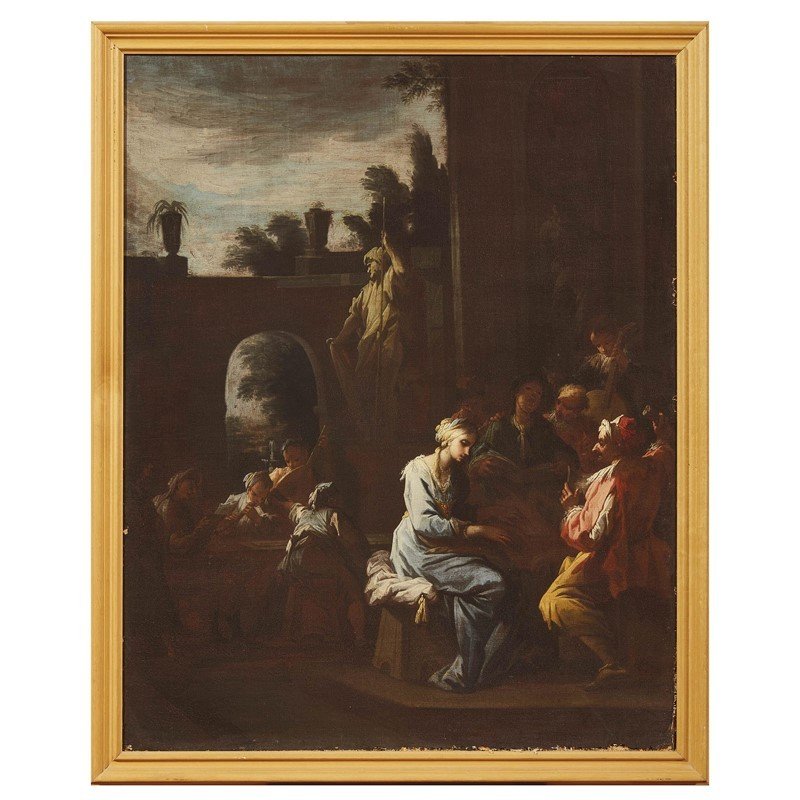 Antica coppia dipinti - scene di genere -Camillo Sagrestani ( Firenze 1660-1731)-photo-3