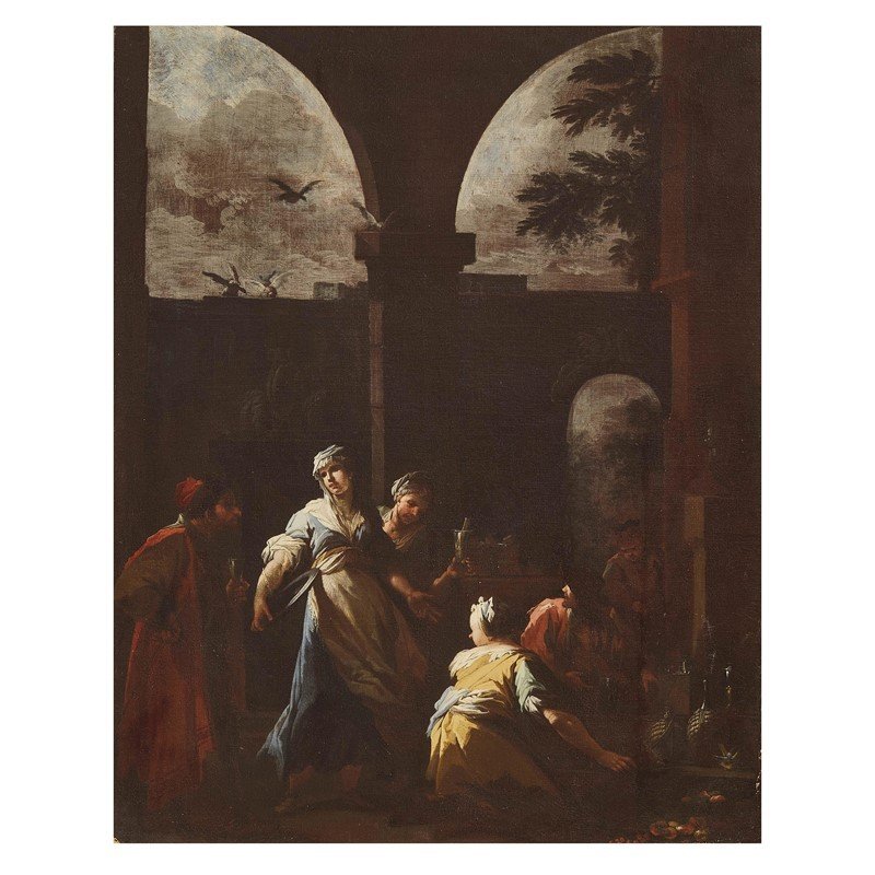 Antica coppia dipinti - scene di genere -Camillo Sagrestani ( Firenze 1660-1731)-photo-4