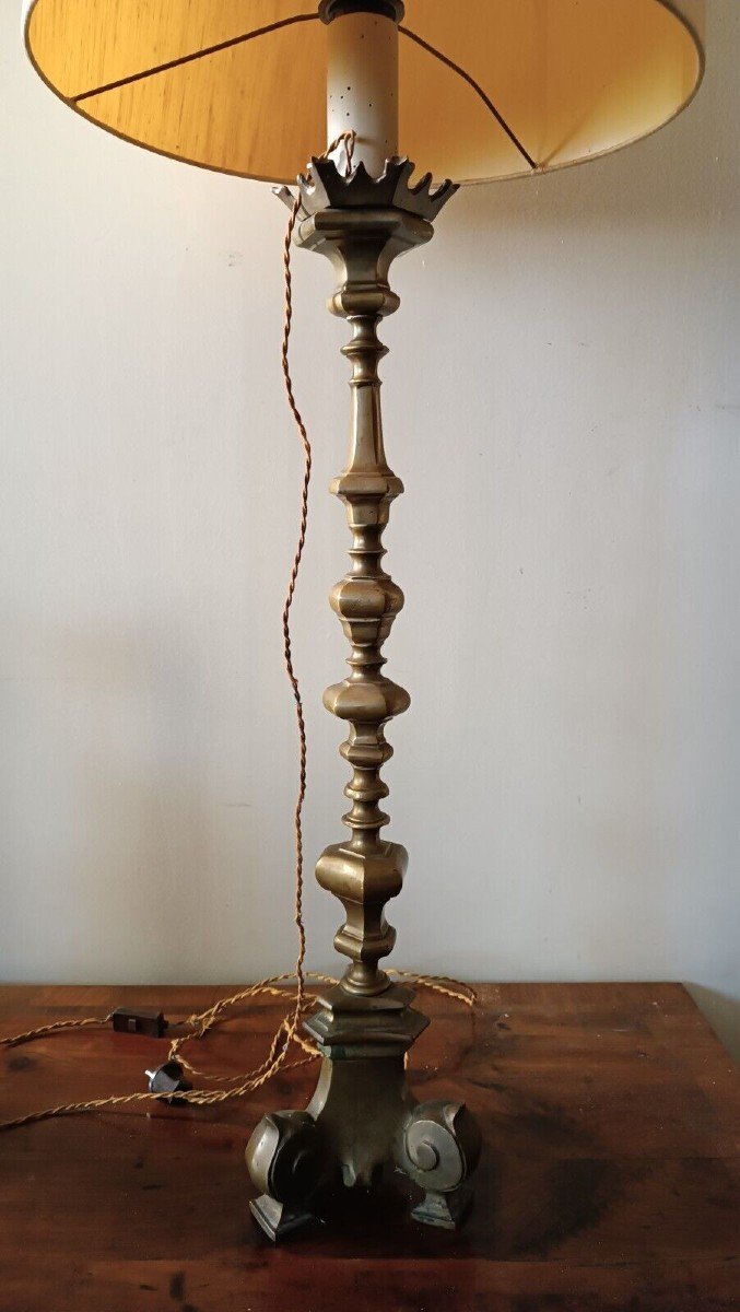 Grande candeliere bronzo antico Lampada-photo-3
