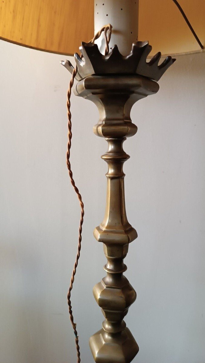 Grande candeliere bronzo antico Lampada-photo-4