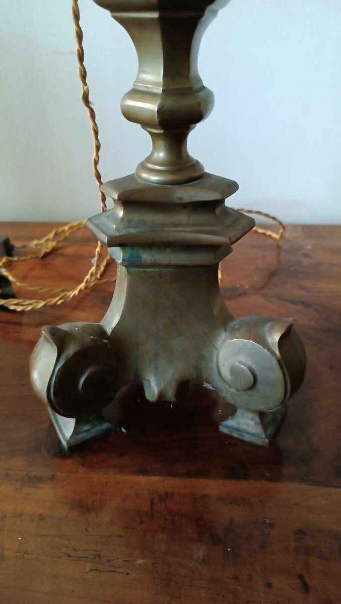 Grande candeliere bronzo antico Lampada-photo-2