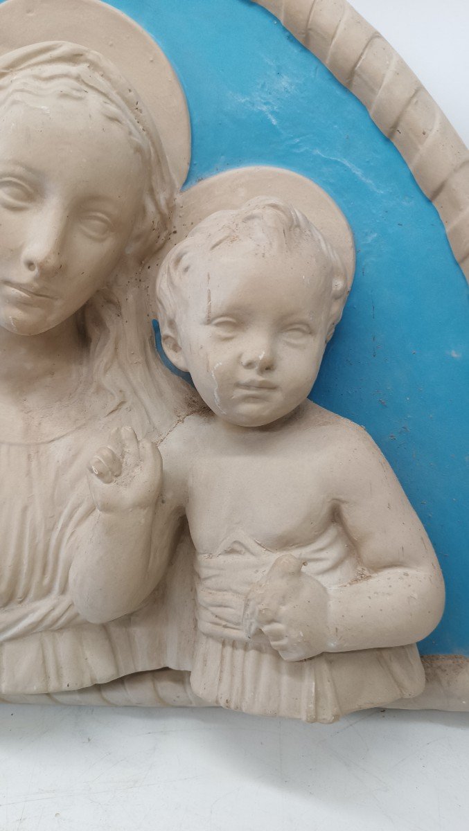 Madonna con bambino terracotta robbiana fine XIX secolo-photo-4
