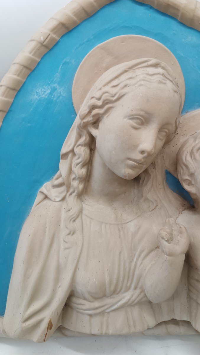 Madonna con bambino terracotta robbiana fine XIX secolo-photo-1