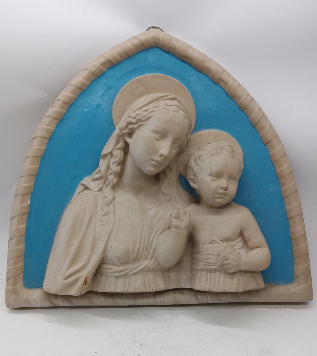 Madonna con bambino terracotta robbiana fine XIX secolo