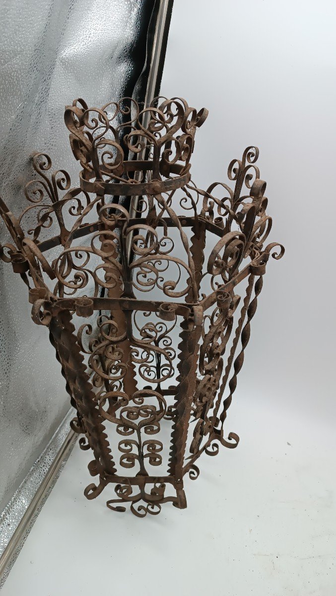 Antica lanterna in ferro forgiato-photo-3