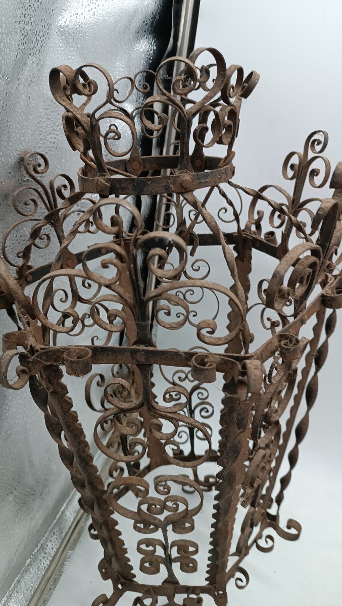 Antica lanterna in ferro forgiato-photo-6