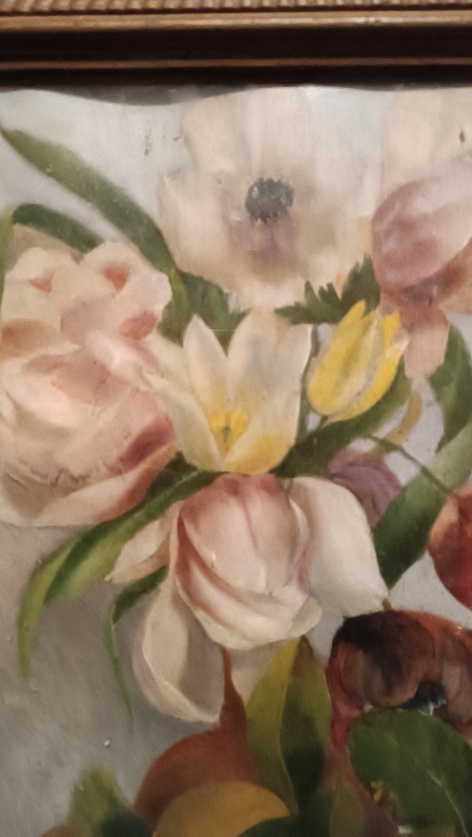 Dipinto olio su carta fiori ed agrumi-photo-3