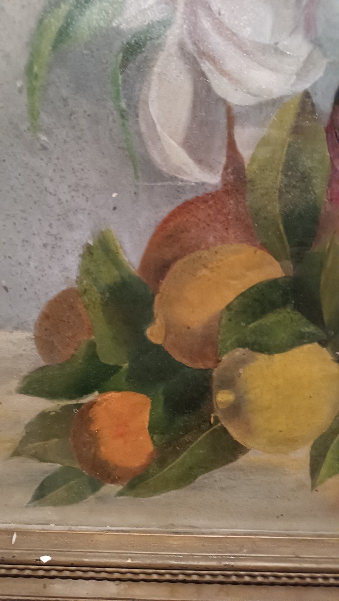 Dipinto olio su carta fiori ed agrumi-photo-4