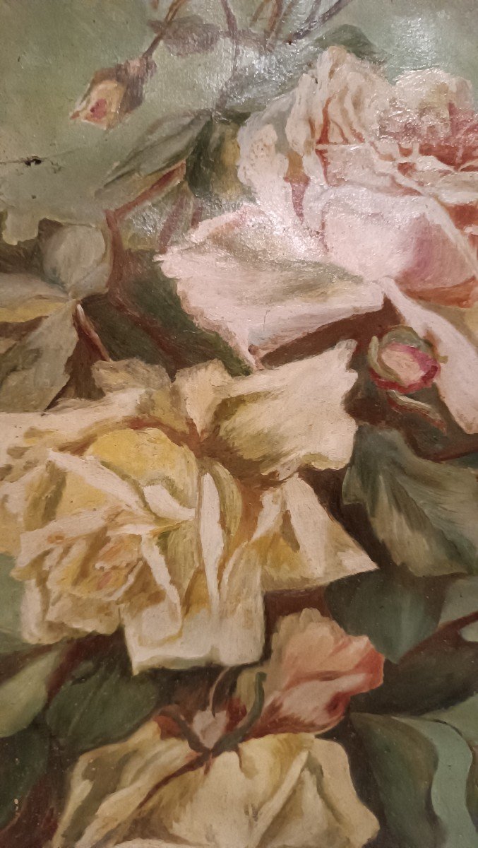 Dipinto olio su carta raffigurante rose-firmato A.Sambuchi-photo-2