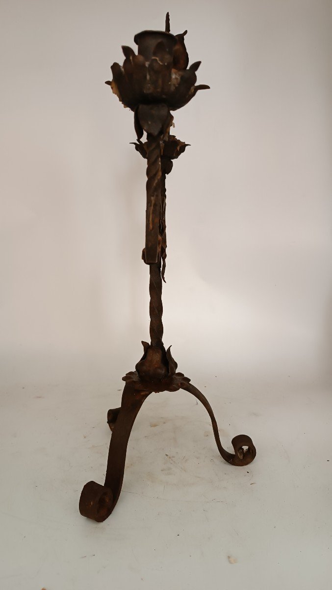 Antico candeliere in ferro battuto-photo-4