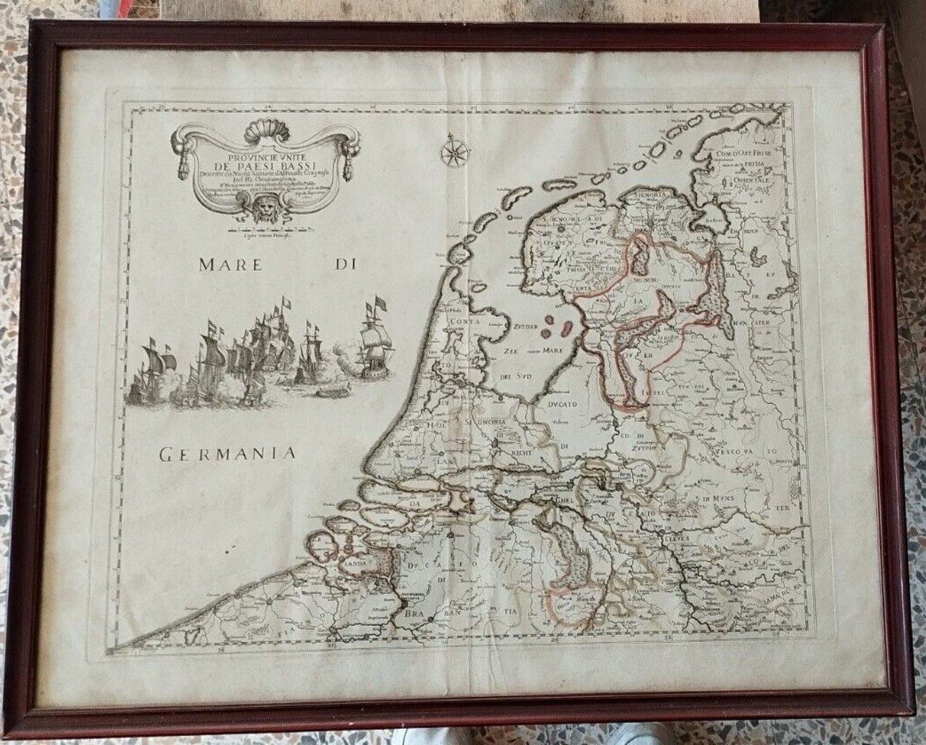 Mappa 1672 Province Dei Paesi Bassi De Rossi /Sanson Originale Antica-photo-5